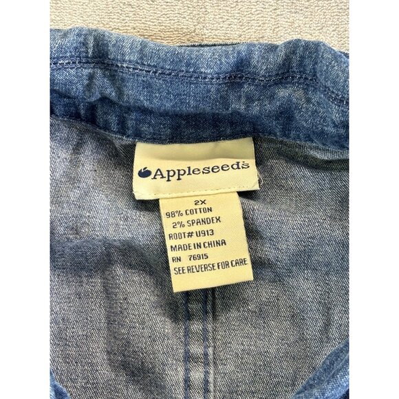 Appleseed jacket Women's 2X Blue Denim Jean Jacket button down w/ Inside Pocket - Picture 4 of 9
